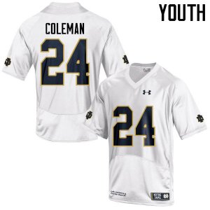 Notre Dame Fighting Irish Youth Nick Coleman #24 White Under Armour Authentic Stitched College NCAA Football Jersey NLU4899UM